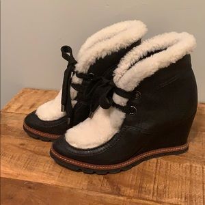 Fabianelli Shearling Wedge Boots (worn twice!)
